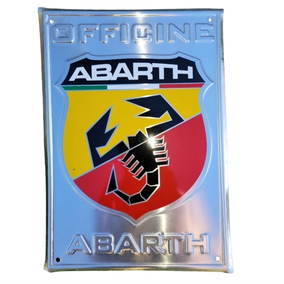 Authentic Abarth Officine Dealership Metal Wall Sign 8x11.5 Fiat